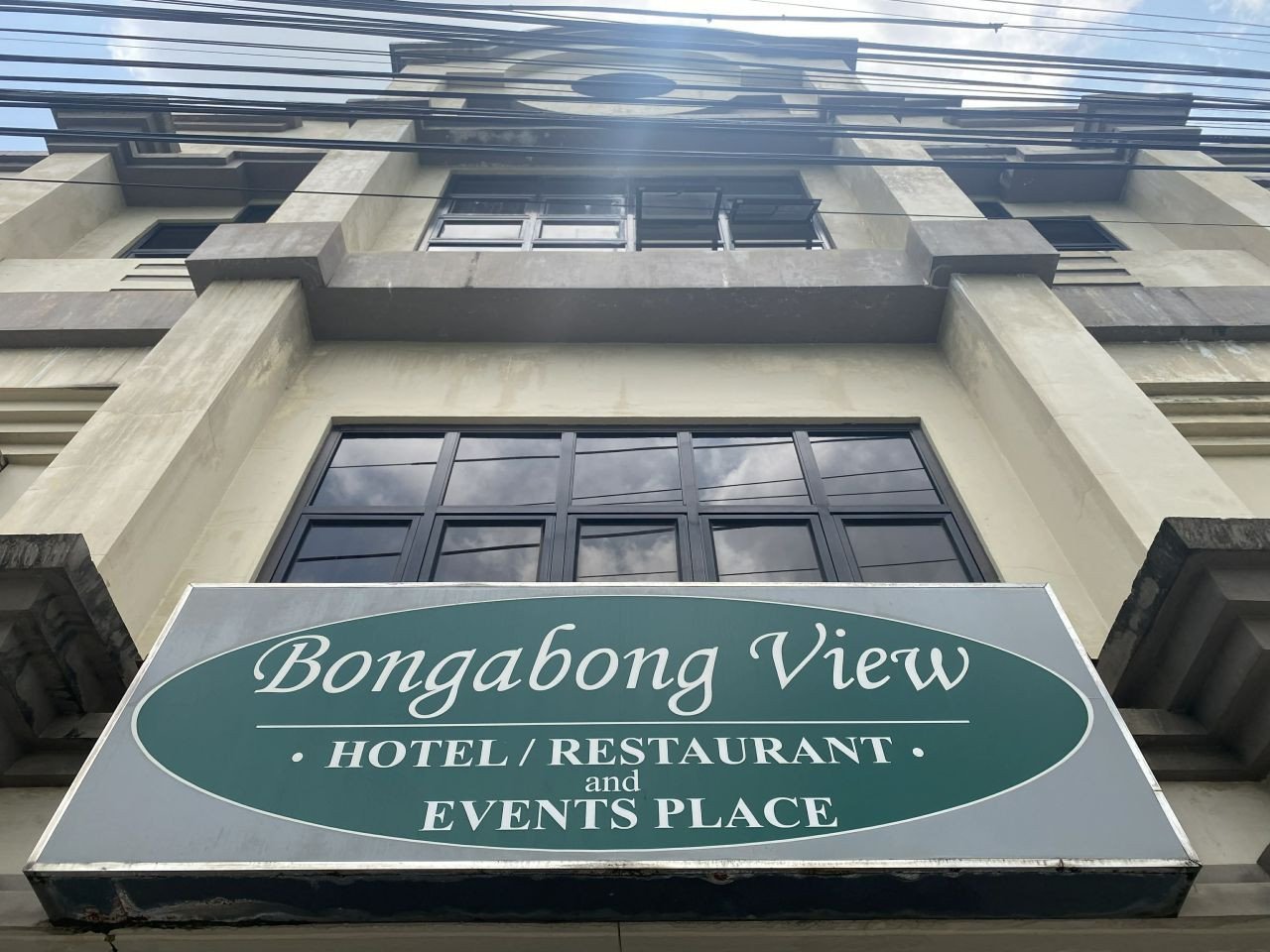 The Bongabong View Hotel sign reading Hotel, Restaurant and Events Place